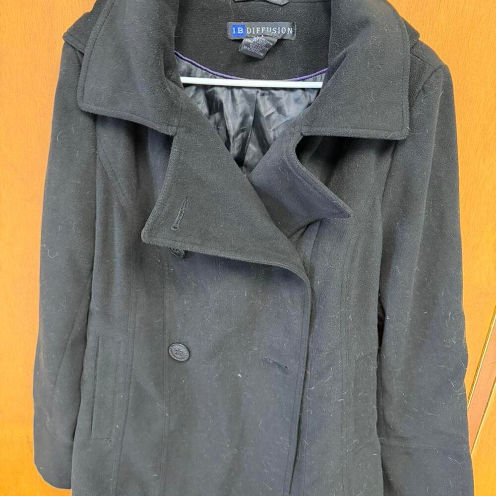 Black peacoat with hood and